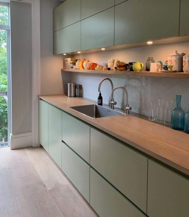 Corner kitchen with modern furniture